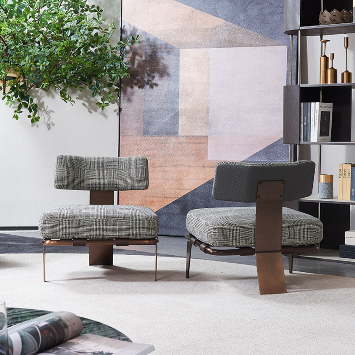 BEACON Capri Lounge Chair MLL-A75/BR with brown cushioned seat and wooden legs, modern design for relaxing and lounging.