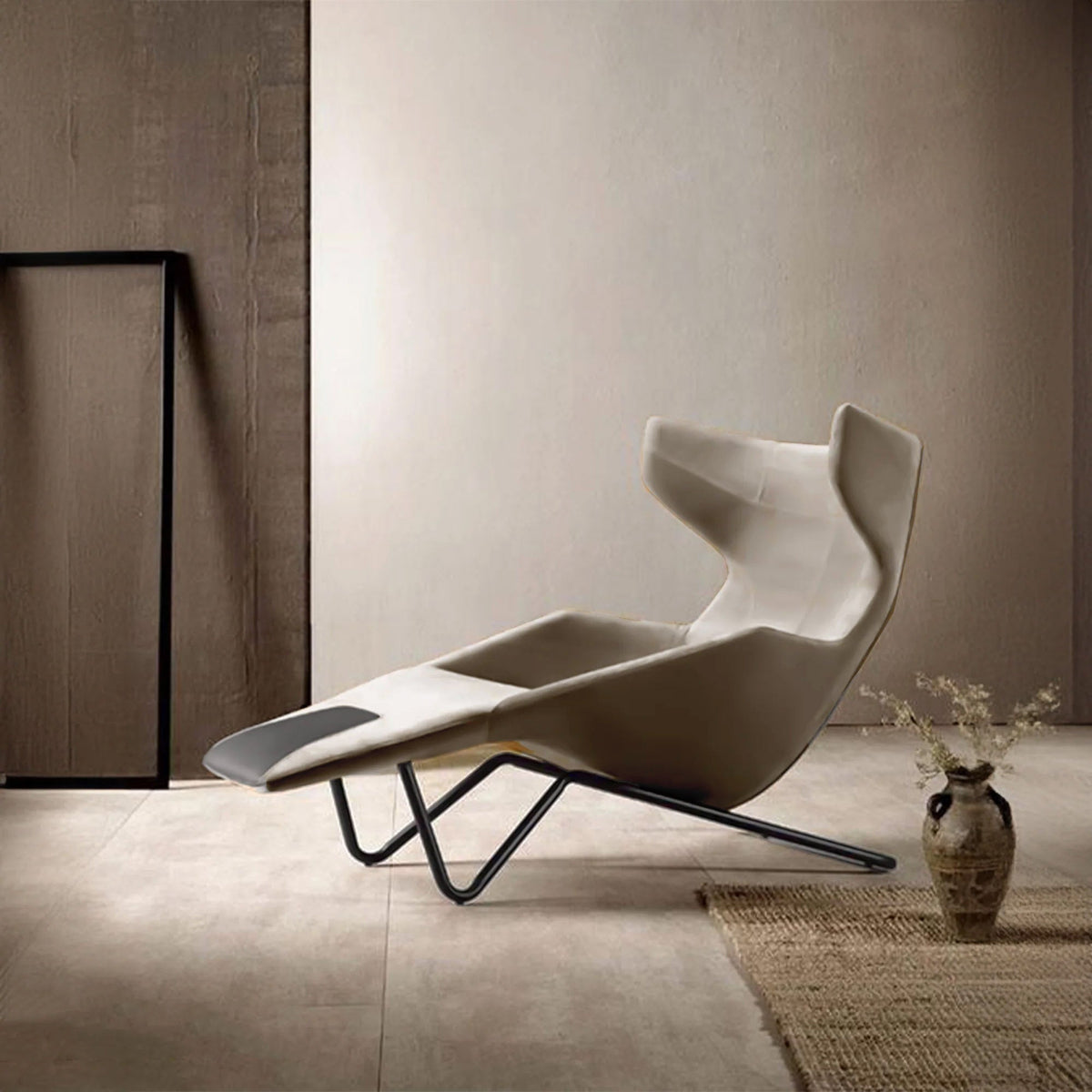 Beige BEACON Relax Lounge Chair LC035 with cushioned seat and modern design, perfect for living room or lounge areas.