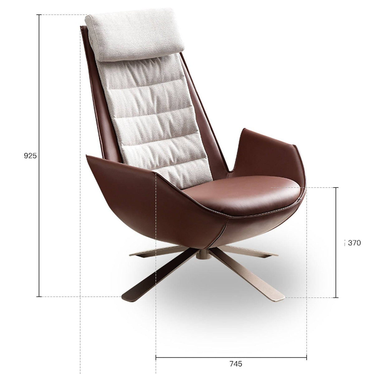 BEACON Severo Lounge Chair LC045 in brown with a modern, comfortable design, featuring cushioned seat and armrests.