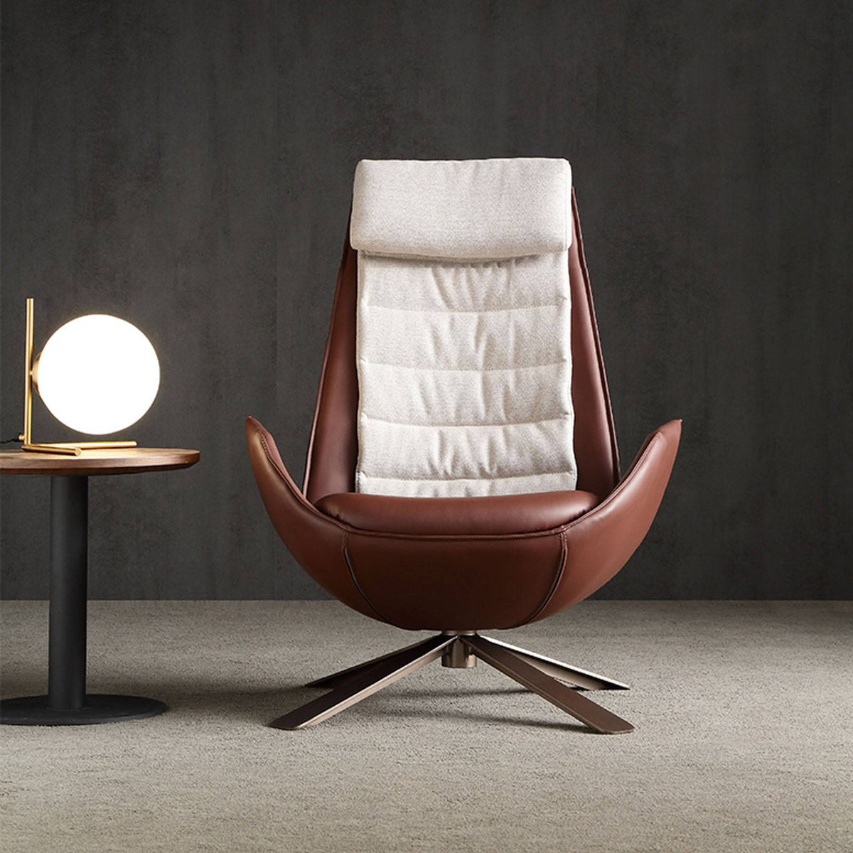 Brown Severo Lounge Chair LC045 by BEACON, modern lounge chair with plush upholstery and sleek design.