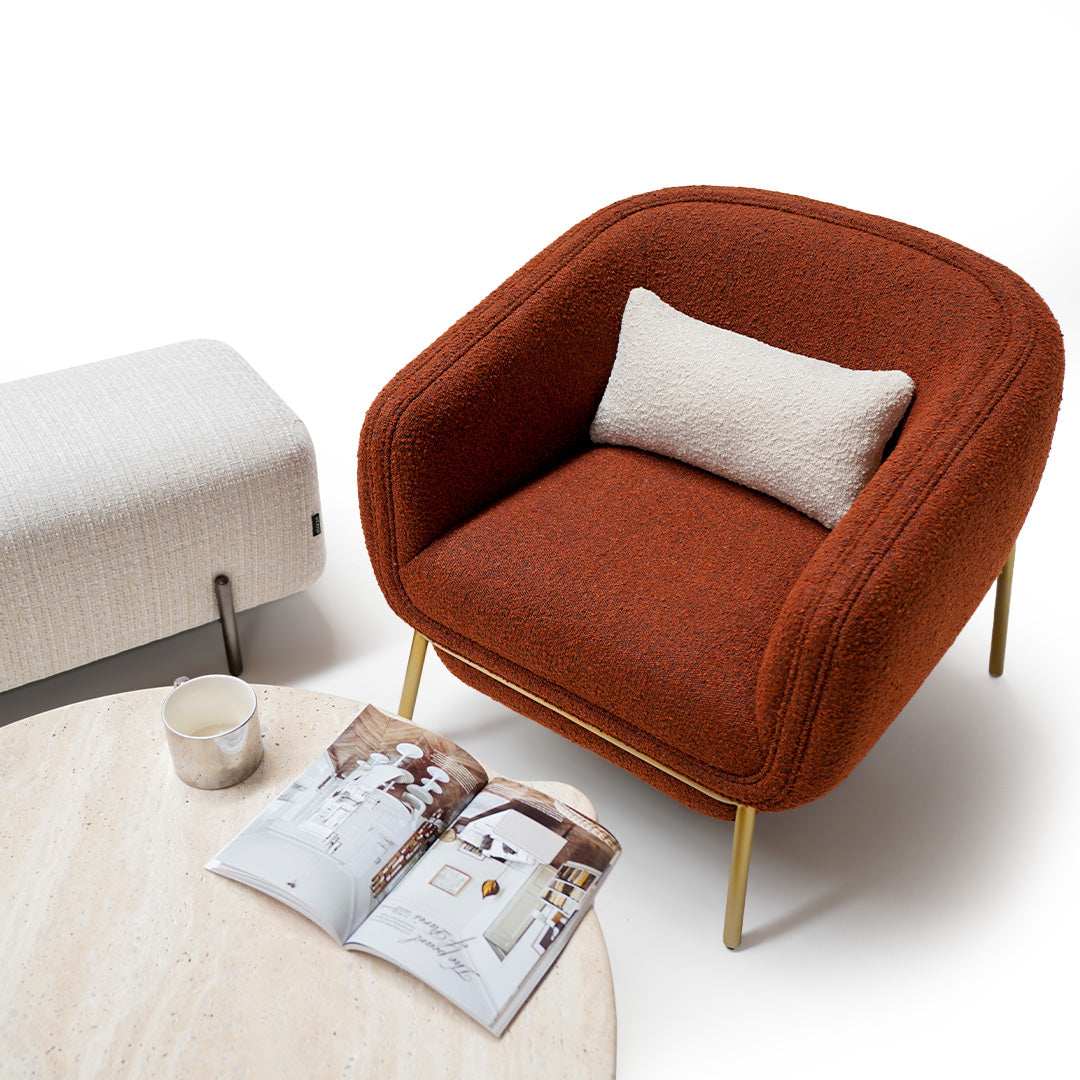 BEACON Teddy Lounge Chair ER-537-MQ with plush fabric and curved design, ideal for modern living rooms.