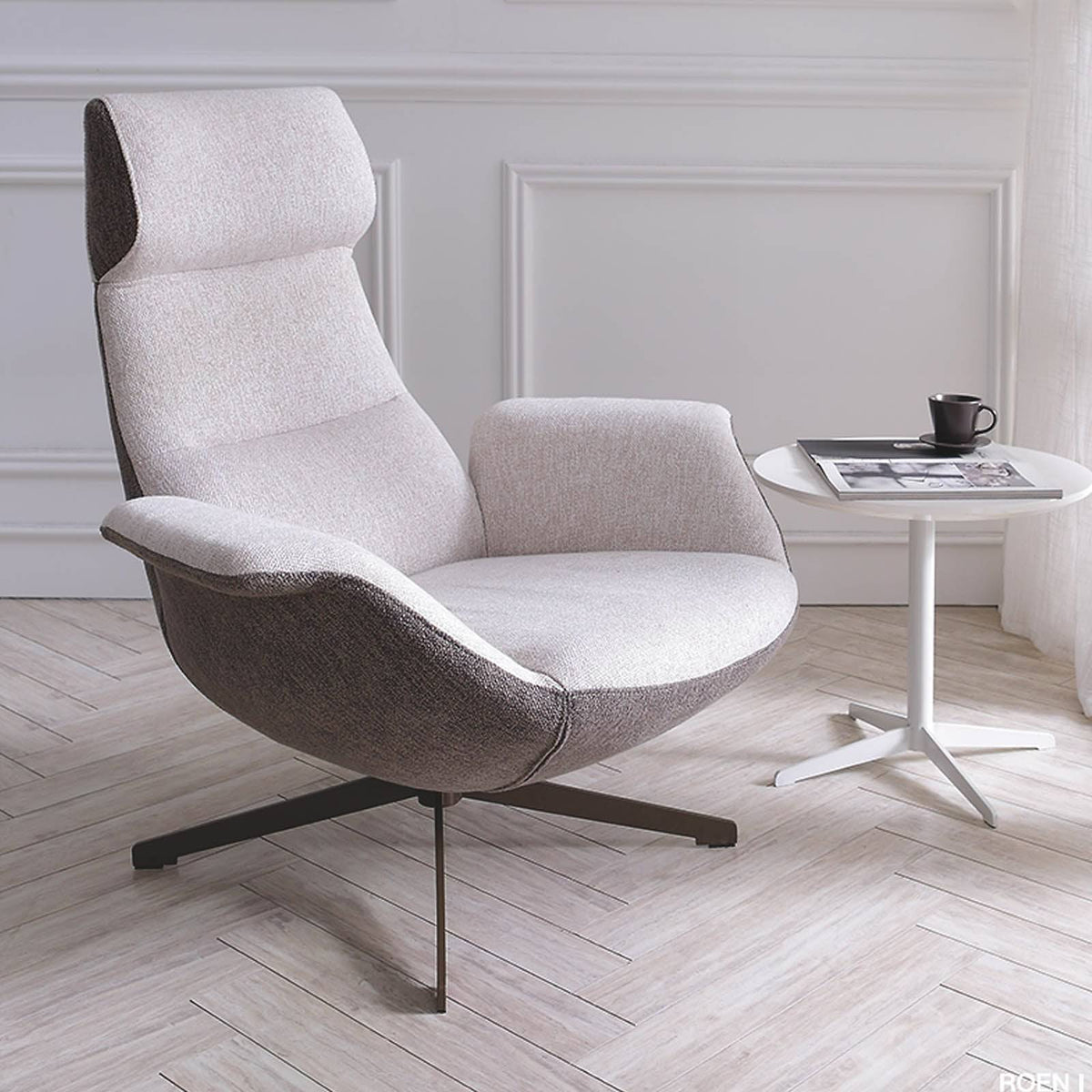 Venezia Swivel Lounge Chair by BEACON featuring a modern design with a comfortable, cushioned seat and sleek metal base.