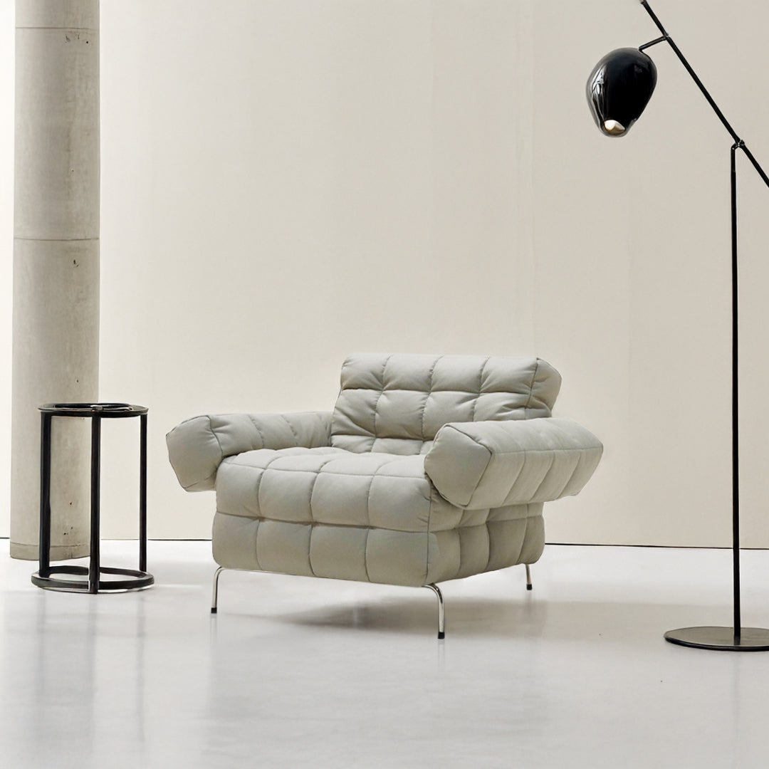 White Yabo Lounge Chair LC077WHT by BEACON, modern armchair with plush cushioning and sleek design for contemporary living spaces.